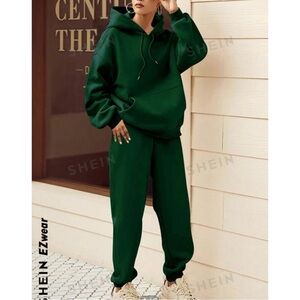 Matching Sweat Set • Green Sweat Set • Hoodie & Joggers | SHEIN